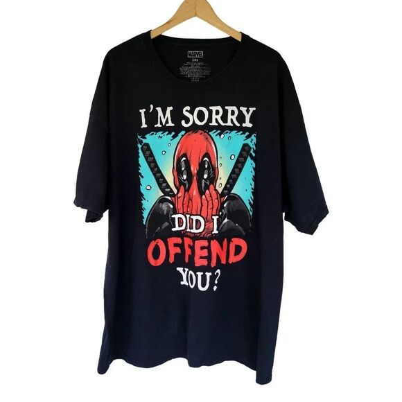 Marvel Deadpool Graphic Design Cotton T Shirt Mens Size 3XL Black Cotton - Picture 1 of 7